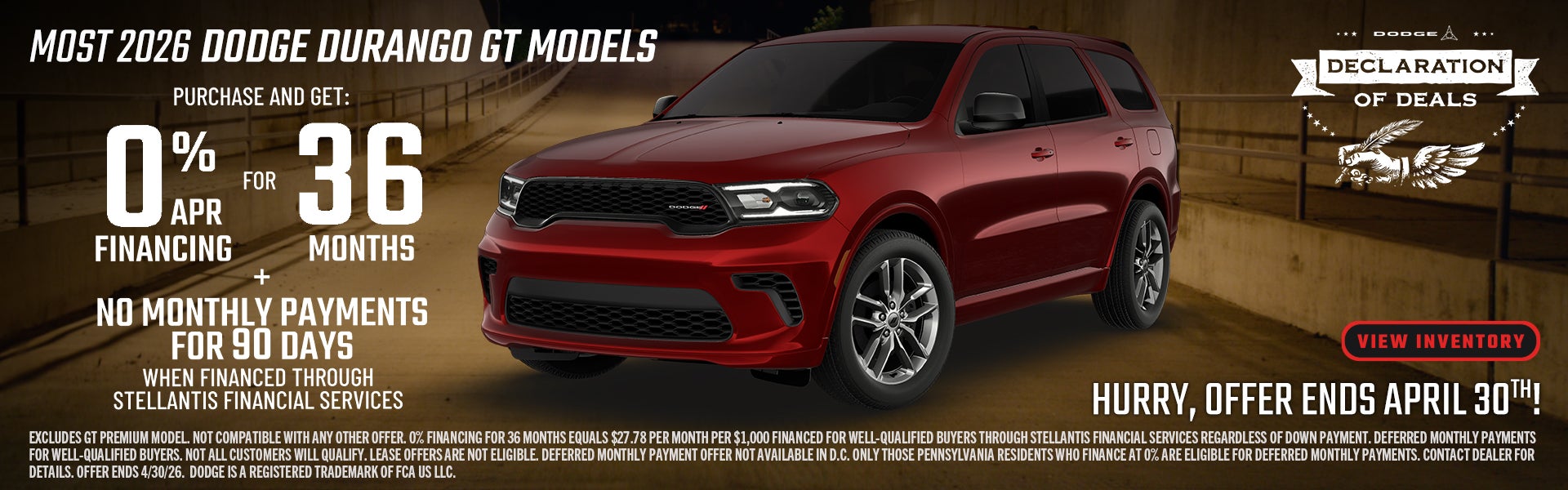 2026 Dodge Durango GT Models Financing offer
