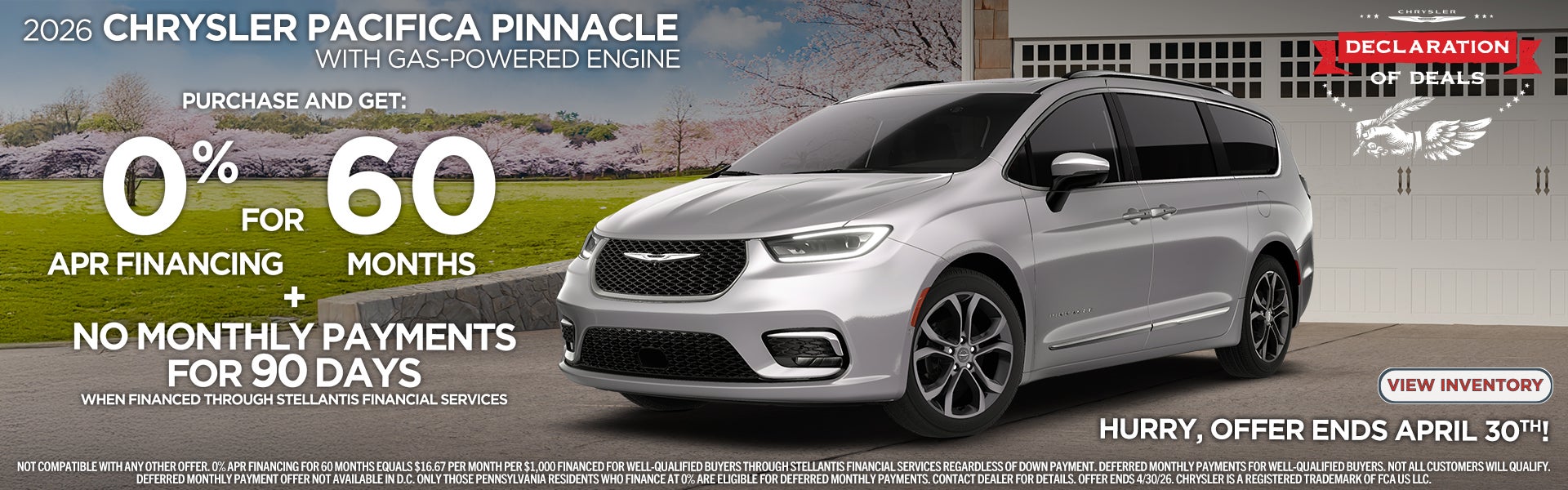 2026 Chrysler Pacifica Pinnacle Financing Offer