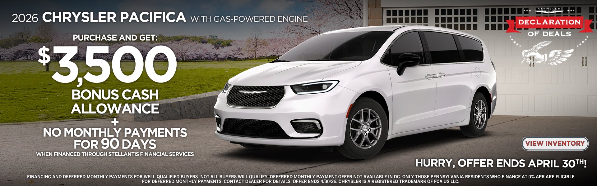 2026 Chrysler Pacifica Bonus Cash Allowance