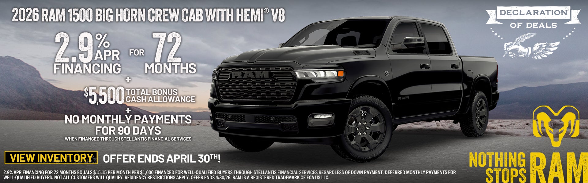 2026 RAM 1500 BIG HORN CREW CAB WITH HEMI OFFER