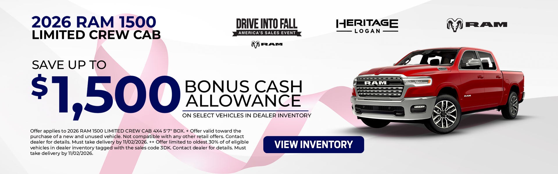 $1,500 Bonus Cash Allowance on select vehicles in dealer inv